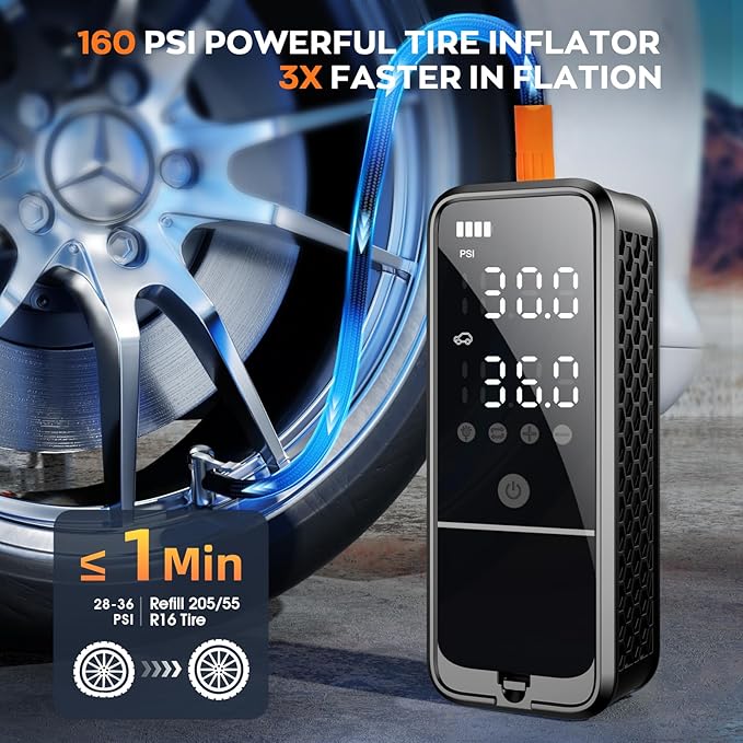 Tire Inflator Portable Air Compressor, 160 PSI Air Pump - Image 2
