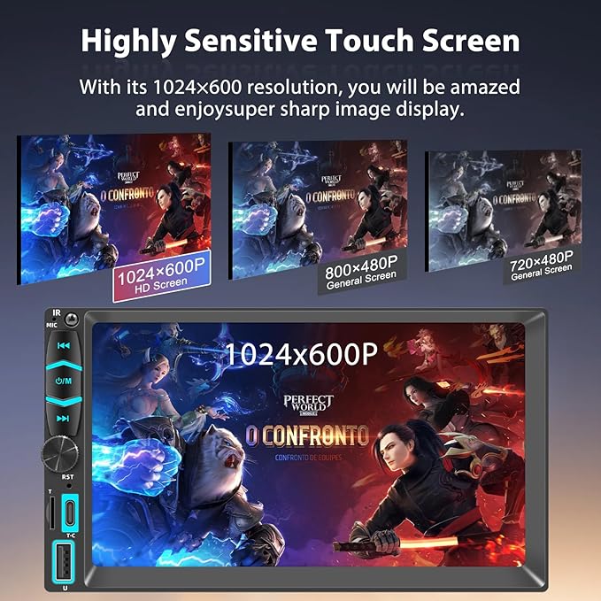 7" Wireless Double Din Car Stereo Apple Carplay Radio Screen - Image 5