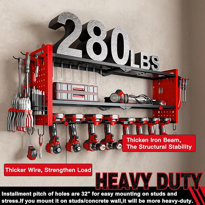 Power Tool Organizer Wall Mount, Cordless Drill Hanger Storage Rack 8 Drill - Image 4