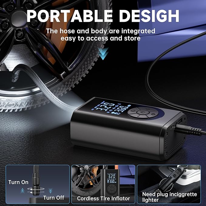 Tire Inflator Portable Air Compressor, 150 PSI Air Pump - Image 4