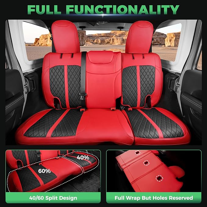for Jeep Wrangler Seat Covers 4Door JL 2018 2019 2020 2021 2022 2023 2024 2025 - Image 5
