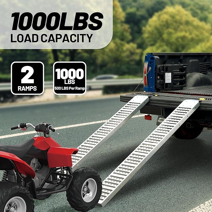Rockland 72" x 9" Steel Truck Ramps, 1000 LBS Capacity, Portable Trailer Ramps - Image 2
