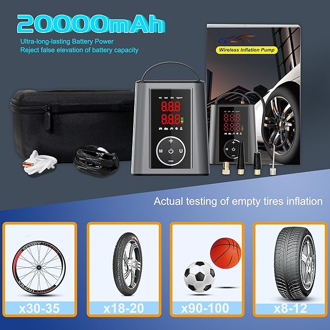 Amooca Tire Inflator Smart Fast Auto Tire Inflation 150 PSI 20000mAh Cordless - Image 2
