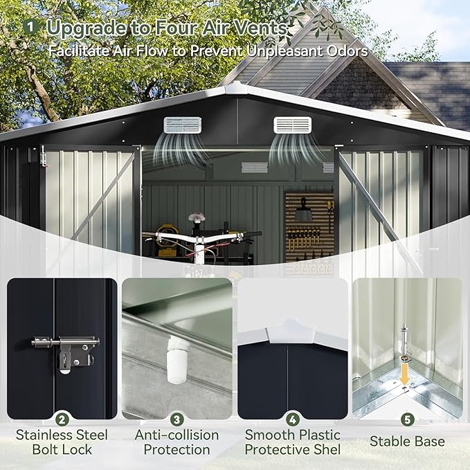 10x10 FT Shed Outdoor Storage Shed - Image 3