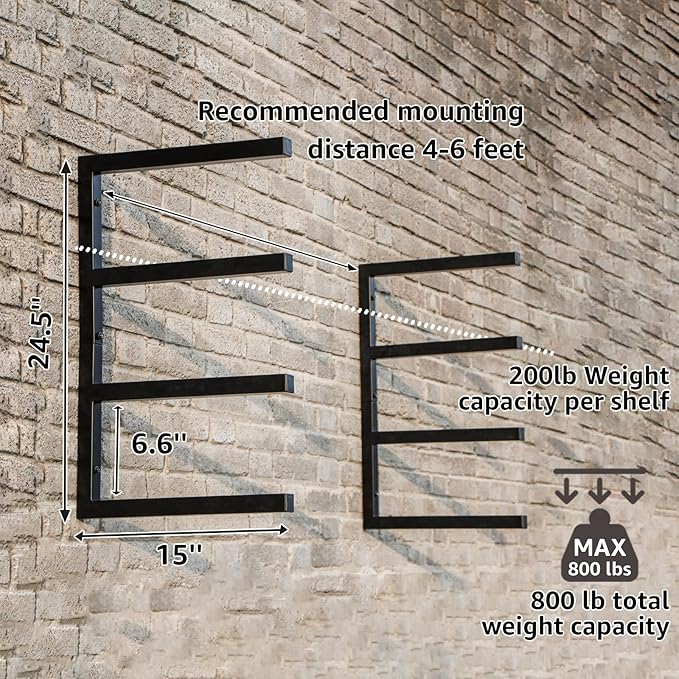 YYR Wood Organizer and Lumber Storage Rack Wall Mount, Heavy Duty Metal Shelf - Image 2