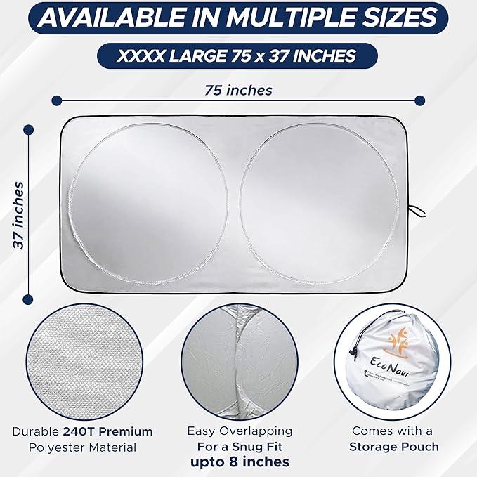 EcoNour Foldable Sunshade for Car Windshield | Dashboard Shield for Your - Image 4