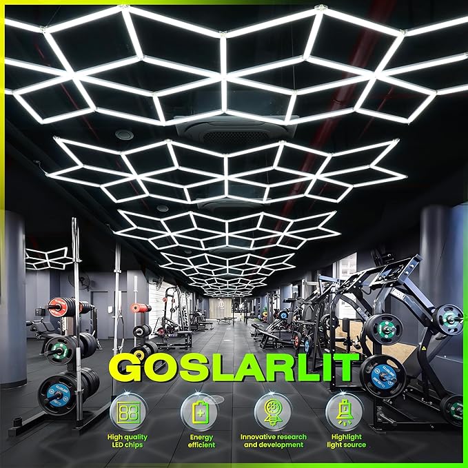 GOSLARLIT LED Garage Light Hexagon, Hexagram Shop Detailing Lights, 6500K - Image 2