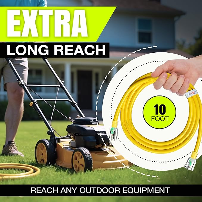 10ft Outdoor/Indoor Extension Cord 10/3 Gauge Ultra Heavy Duty 3 Prong SJTW - Image 6