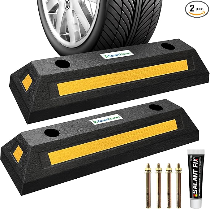 Car Parking Stopper – 2PCs Heavy Duty Rubber Curb Car Stop by Unknown