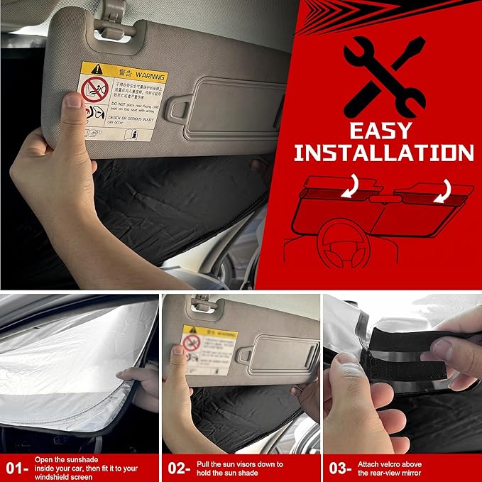 Windshield Sun Shade for 2016-2021 Hyun-dai Tucson Foldable Sun Sunshade for - Image 6