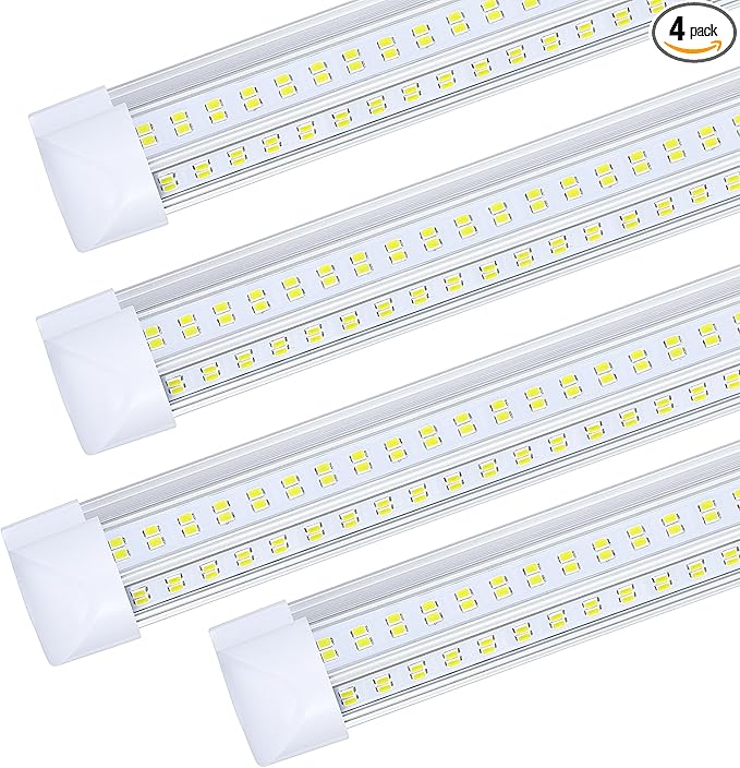 4 Pack, Led Shop Lights, 8FT Led Shop Light, 144W 6000K 19500LM Clear White by DOUYIDOUBEST-LEDLIGHTING