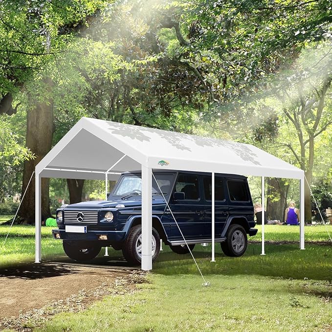 COBIZI Carport 10x20ft Heavy Duty Portable Garage, 2.0 Powder Coated Frame - Image 2