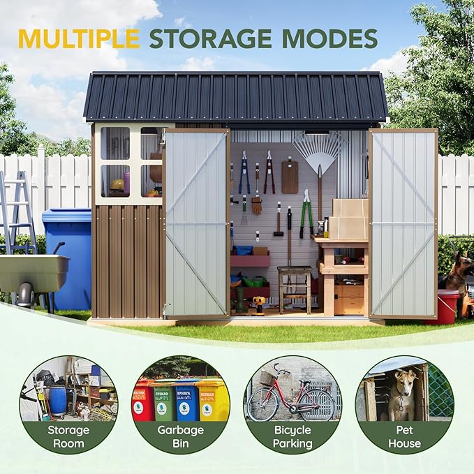 Breezz 6X8FT Outdoor Steel Storage Shed - Image 5