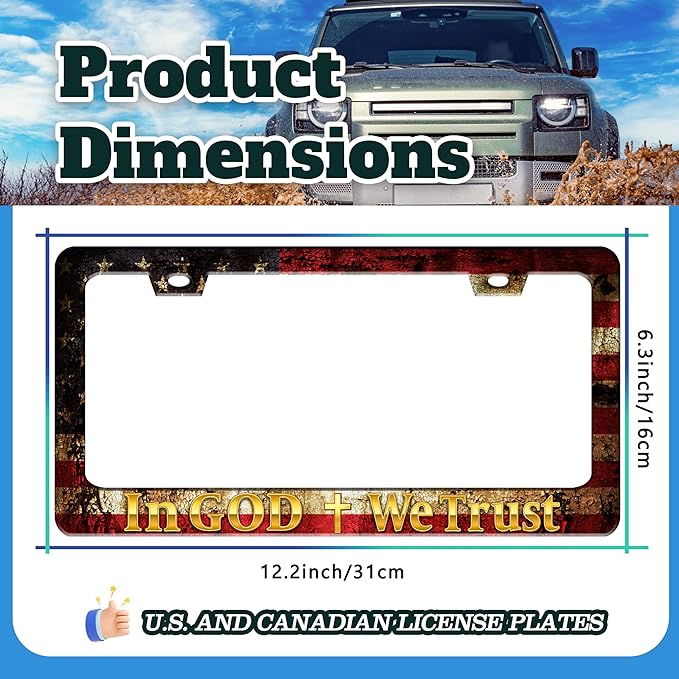 in God We Trust License Plate Frame Cross American Flag - Image 3