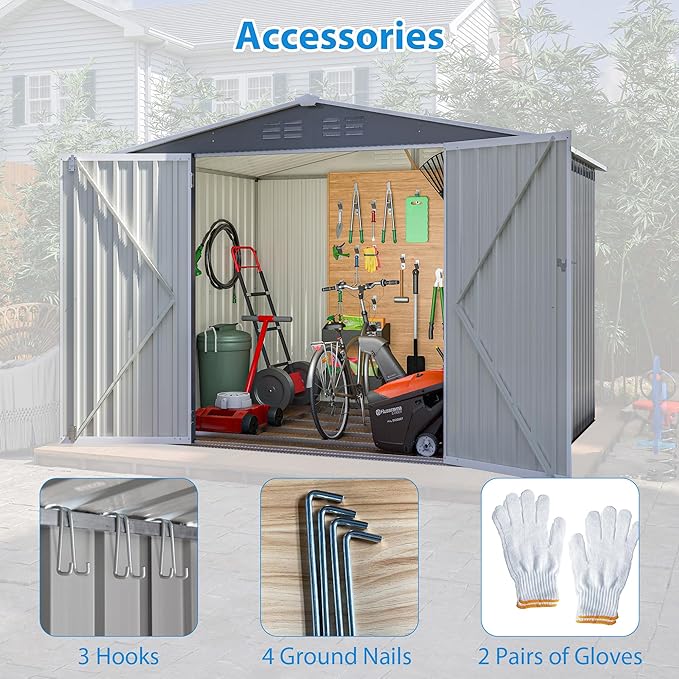 Outdoor Storage Shed, 8X6 FT Metal Garden Shed - Image 7