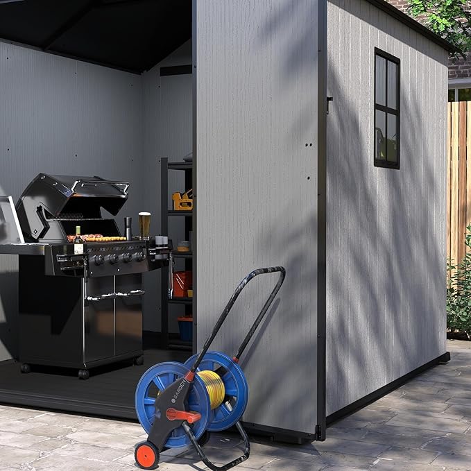 7.3x7.3 FT Resin Outdoor Storage Shed Large, 376 Cuft Garden Tool Sheds & - Image 8