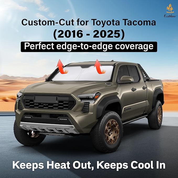 Econour Windshield Sun Shade for Toyota Tacoma 2016-2025 2026 Accessories 2Dr - Image 2