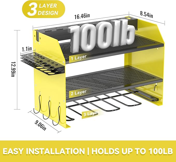 3-Tier Modular Drill Holder & Power Tool Organizer Wall Mount - Image 3