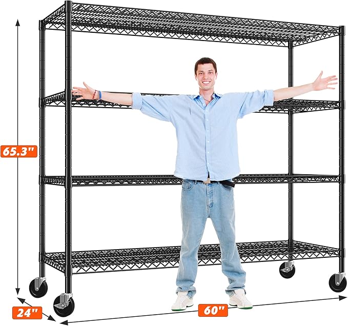 REIBII 60" W Storage Shelves 2878LBS Wire Shelving Unit - Image 3