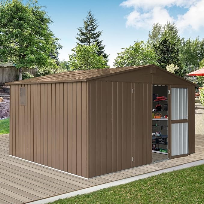 IKERY Large Galvanized Steel Storage Shed - Image 2