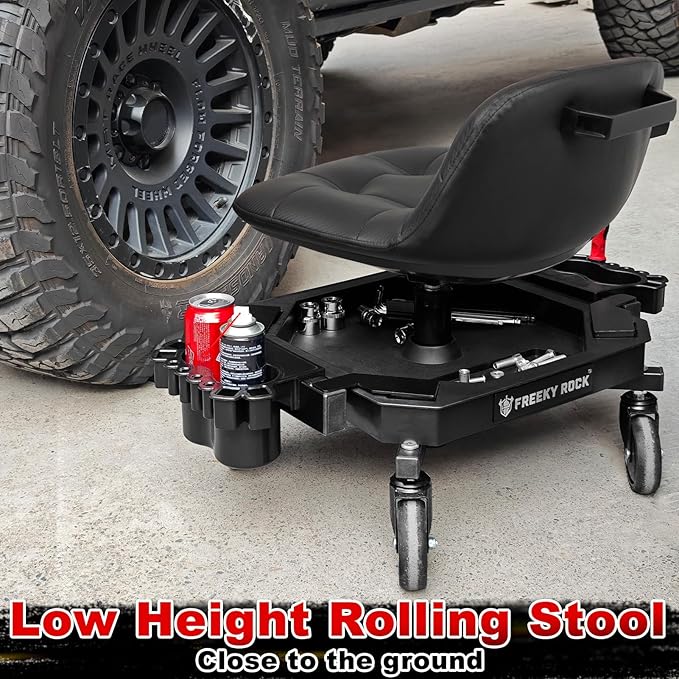 Rolling Stool with Wheels, Adjustable Height Pneumatic Garage Work Mechanic - Image 9