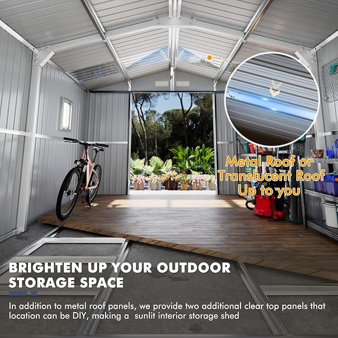 10x12 Metal Shed with Floor Frame Kit & Reinforced Construction - Image 3