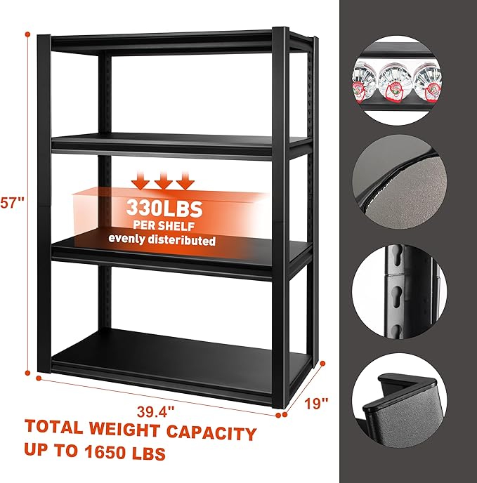 PACHIRA E-Commerce 39.4" W Garage Shelving Unit Heavy Duty, 4 Tier Adjustable - Image 2