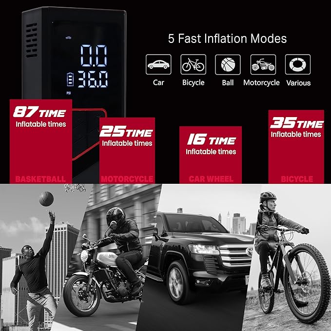 Tire inflator Portable Air Compressor, 150PSI Portable inflator - Image 3