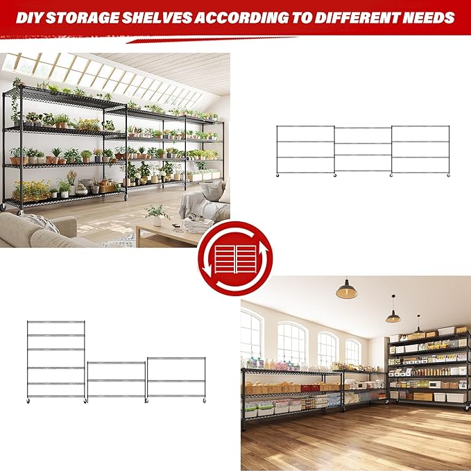 REIBII 60''W X 82.6" H Steel Heavy Duty Wire Shelving Unit - Image 7