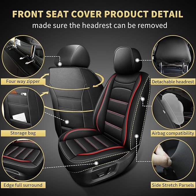 AOMSAZTO Ford Ranger Seat Covers: Full Set Custom Fit 2019 2020 2021 2022 2023 - Image 3
