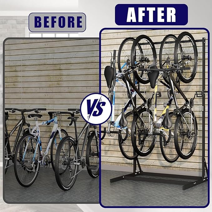 Freestanding Bike Storage Rack, Vertical Bike Holder Holds Up to 5 Bikes - Image 5