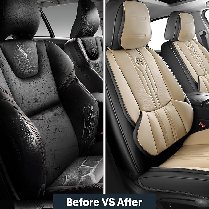 AOOG Front Seat Covers, Car Seat Covers Front Seats, Leather Seat Covers - Image 5