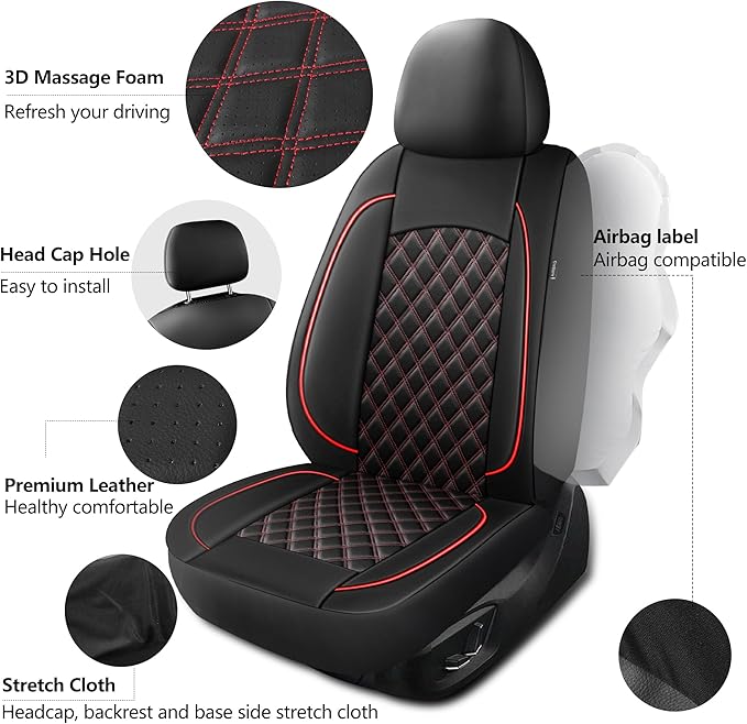 Leather Car Seat Covers, Breathable and Waterproof Napa Leather Automotive Seat - Image 5