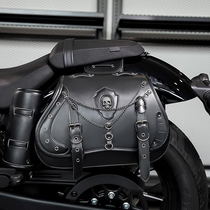 Motorcycle Saddlebags, 30L Leather Waterproof Side Saddle Bags - Image 6