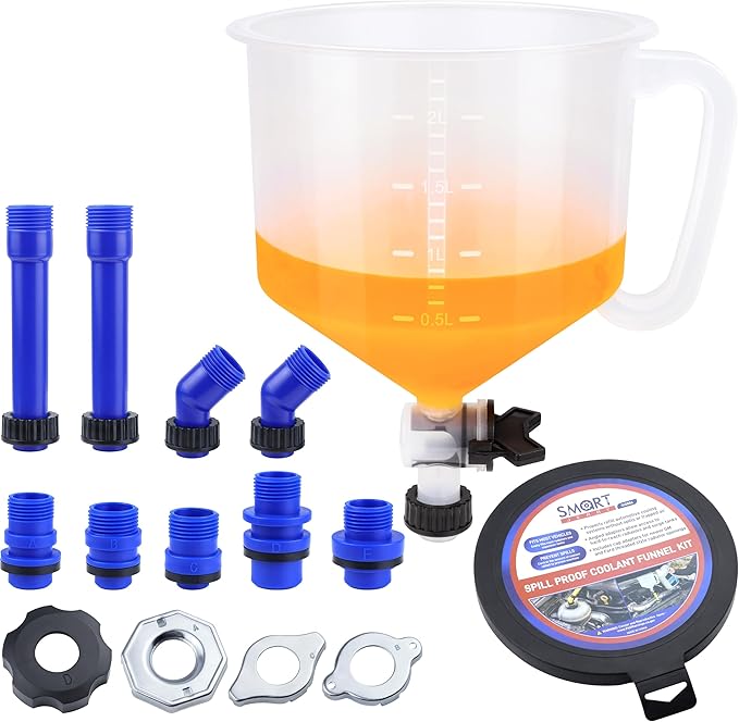 SMART JERRY - Coolant Bleeder Kit, Universal Radiator Burping Funnel, No-Spill by SMARTJERRY