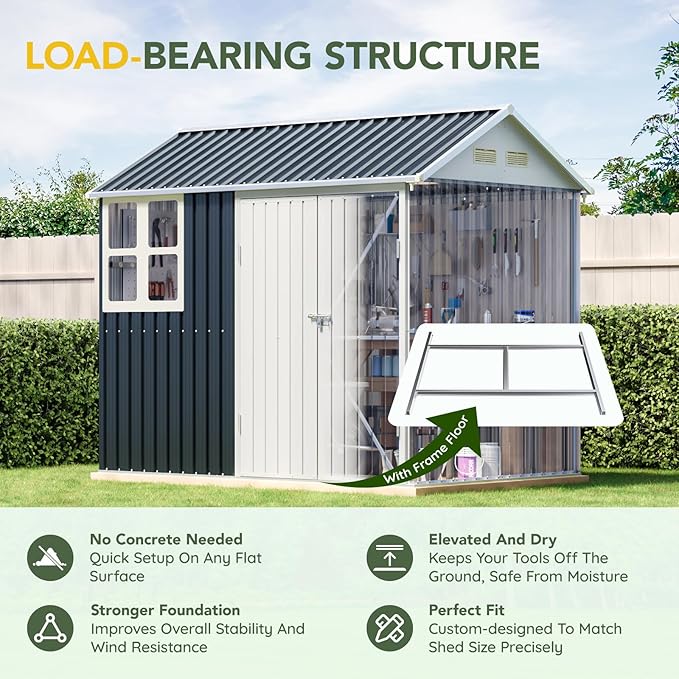 Breezz 6X8FT Outdoor Steel Storage Shed - Image 5
