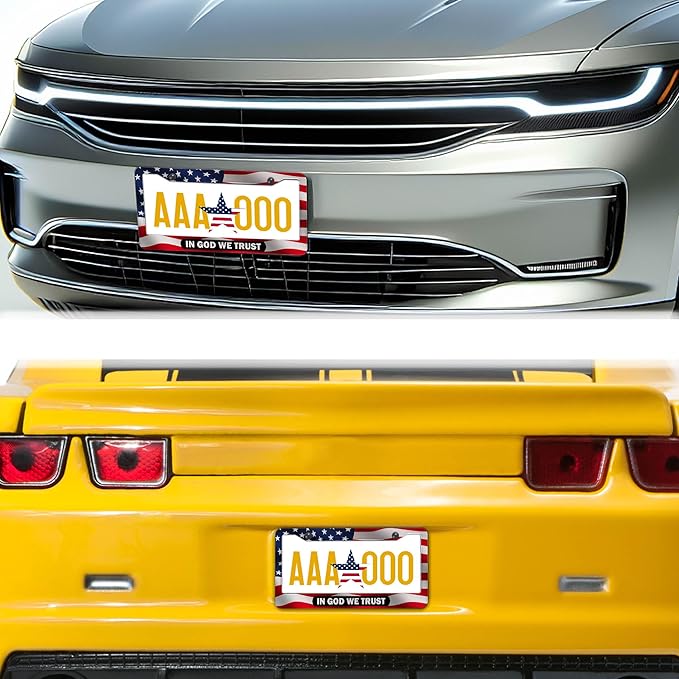License Plate Frames Multicolor License Plate Holder American Flag in God We - Image 8