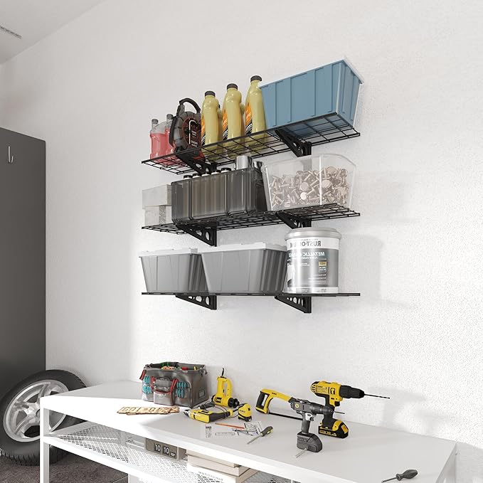 FLEXIMOUNTS 3 Tier 1x4ft Garage Storage Wall Shelving, 12x48inch per Shelf - Image 2