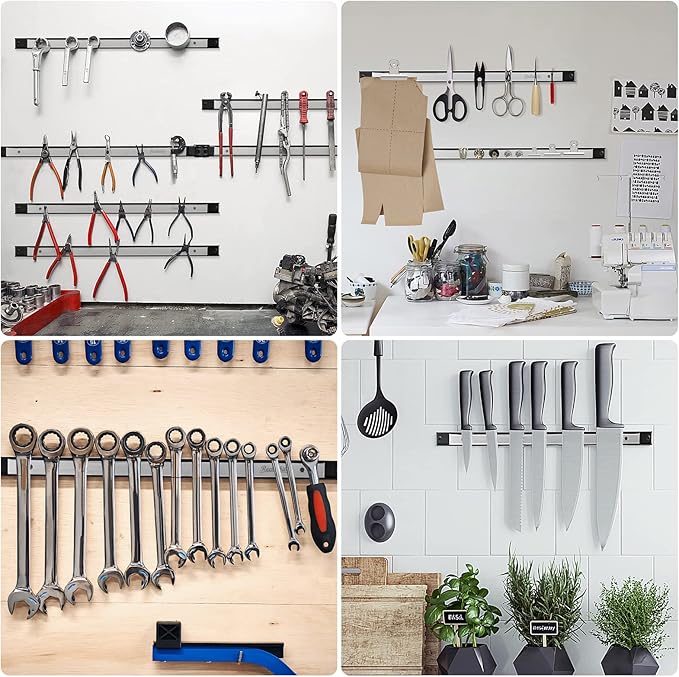 6 Pieces 18" Magnetic Tool Holder Strip, Stainless Steel Surface Tool Magnet Bar - Image 6