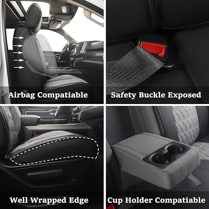 JOJOBAY Car Seat Covers for Dodge Ram Full Set, Fit Ram 2009-2025 - Image 4