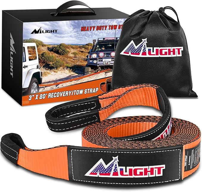 Nilight 3" x 20' Recovery Tow Strap Lab Tested 31, 500lbs Break Strength Heavy by Nilight