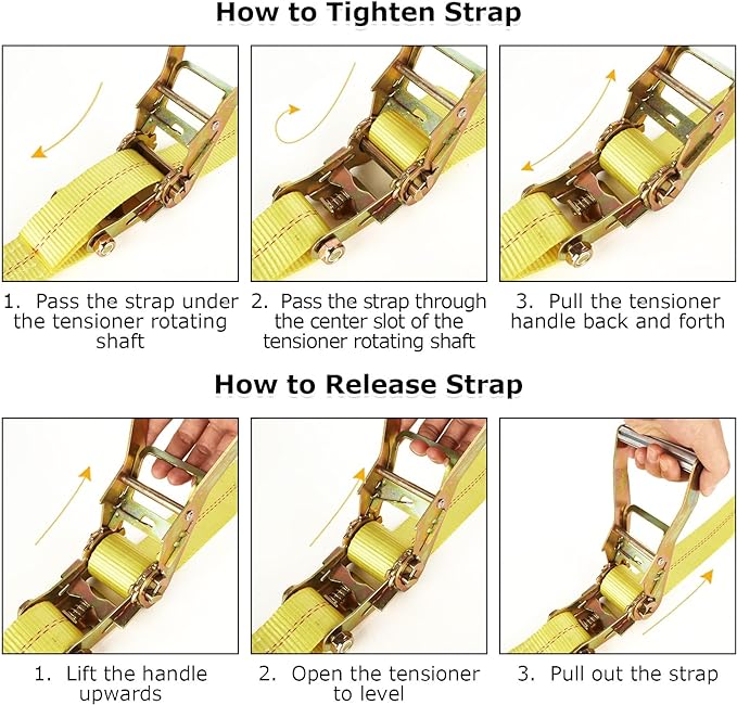 4 Pack 2 Inch Ratchet Straps Heavy Duty 16ft Tie Down Straps Ratchet - Image 6