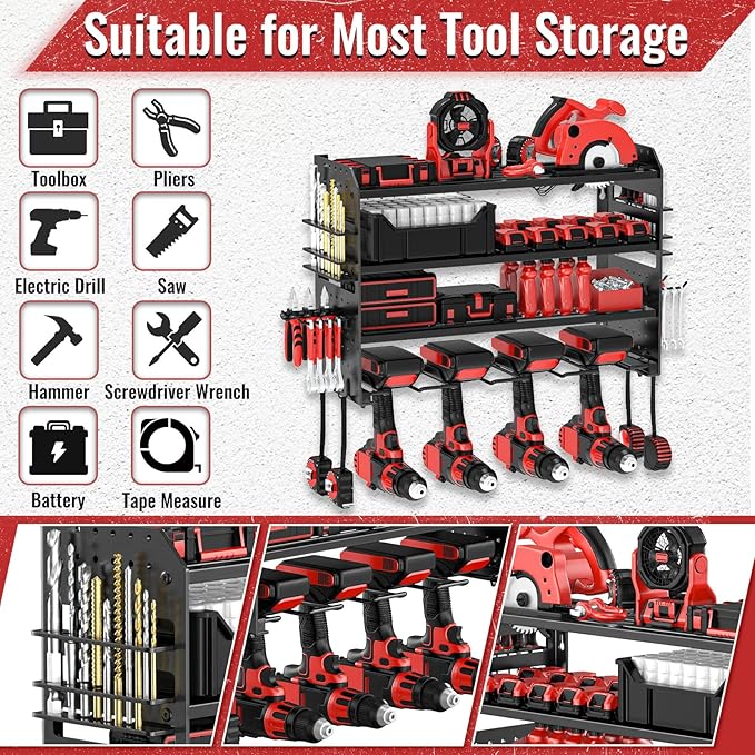 Power Tool Organizer Wall Mount, Metal Power Tool Storage Rack - Image 3