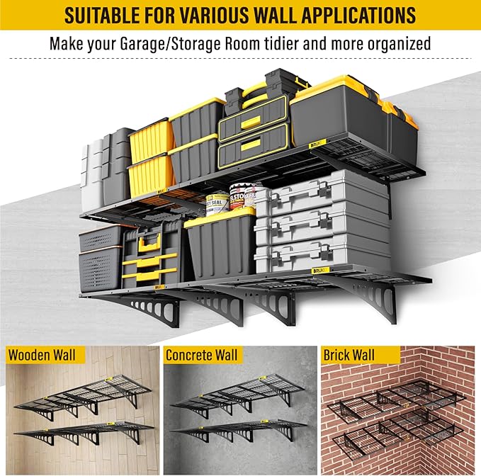 2x3ft Adjustable Rail Wall Garage Storage Shelf, - Image 7