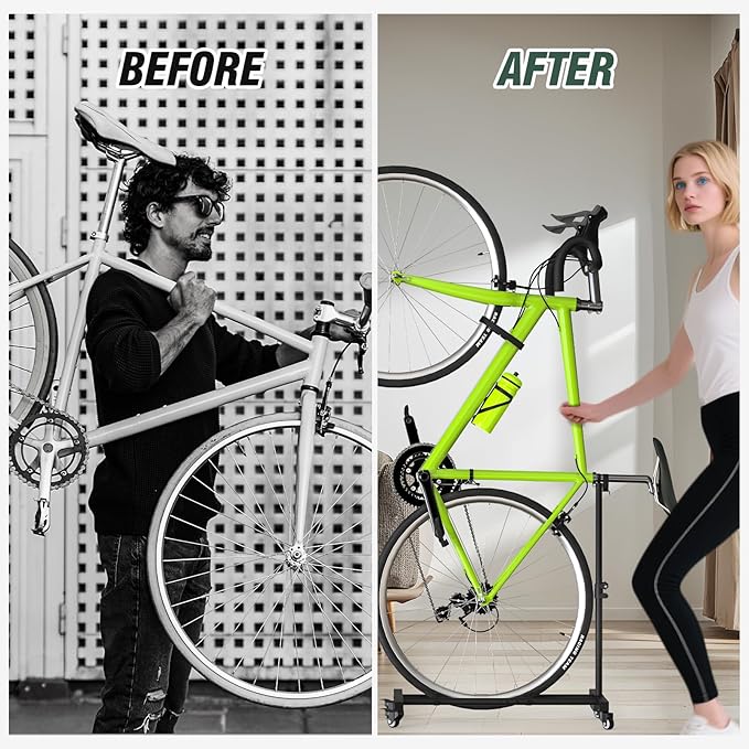 Vertical Bike Stand, Upright Bike Parking Rack Floor, Adjustable Bicycle Storage - Image 2