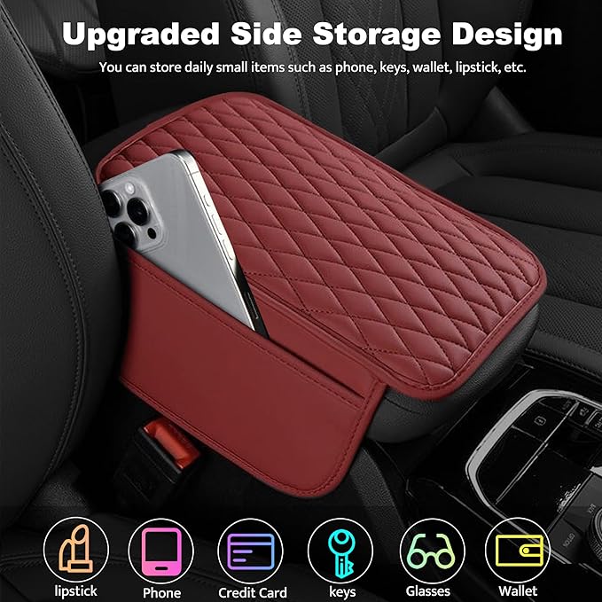 Car Center Console Cover, Upgraded Leather Armrest Seat Box Cover - Image 3