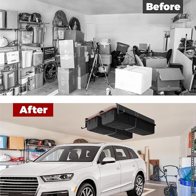Overhead Garage Storage Rack System – Heavy-Duty Adjustable Ceiling Rails - Image 2