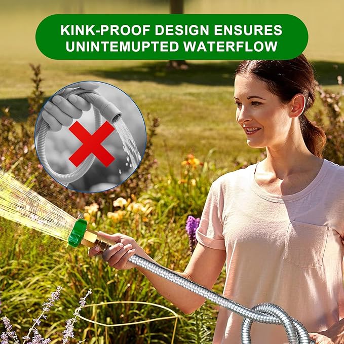 Metal Short Garden Hose 3 ft, Stainless Steel Hose Leader, Small Water Hose - Image 7