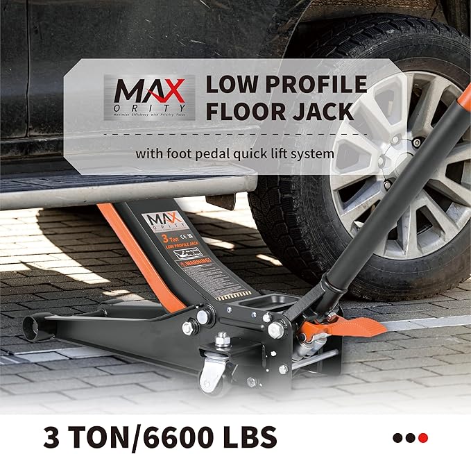 3-Ton Low-Profile Dual Pistons Heavy-Duty Steel Racing Floor Jack - Image 2