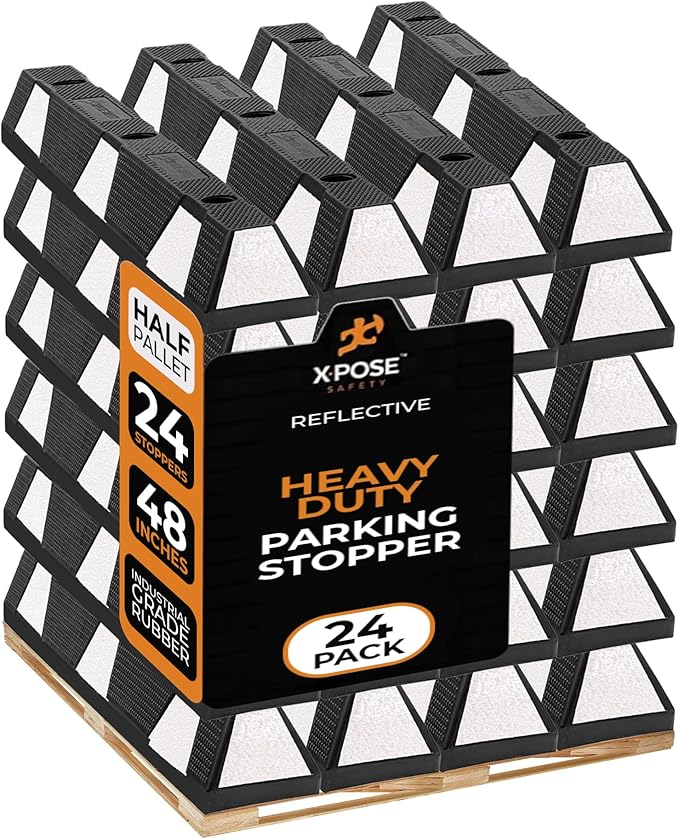 Xpose Safety 48" Heavy Duty Rubber Parking Stopper – Bulk Half Pallet 24 Pack by XposeSafety